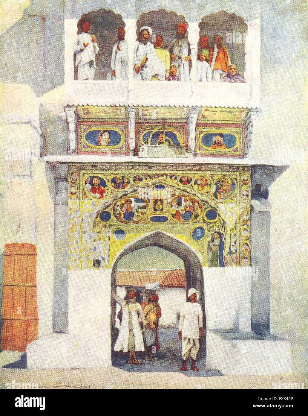 Indien: Ein Minnesänger Balkon, antiken print 1905 Stockfoto