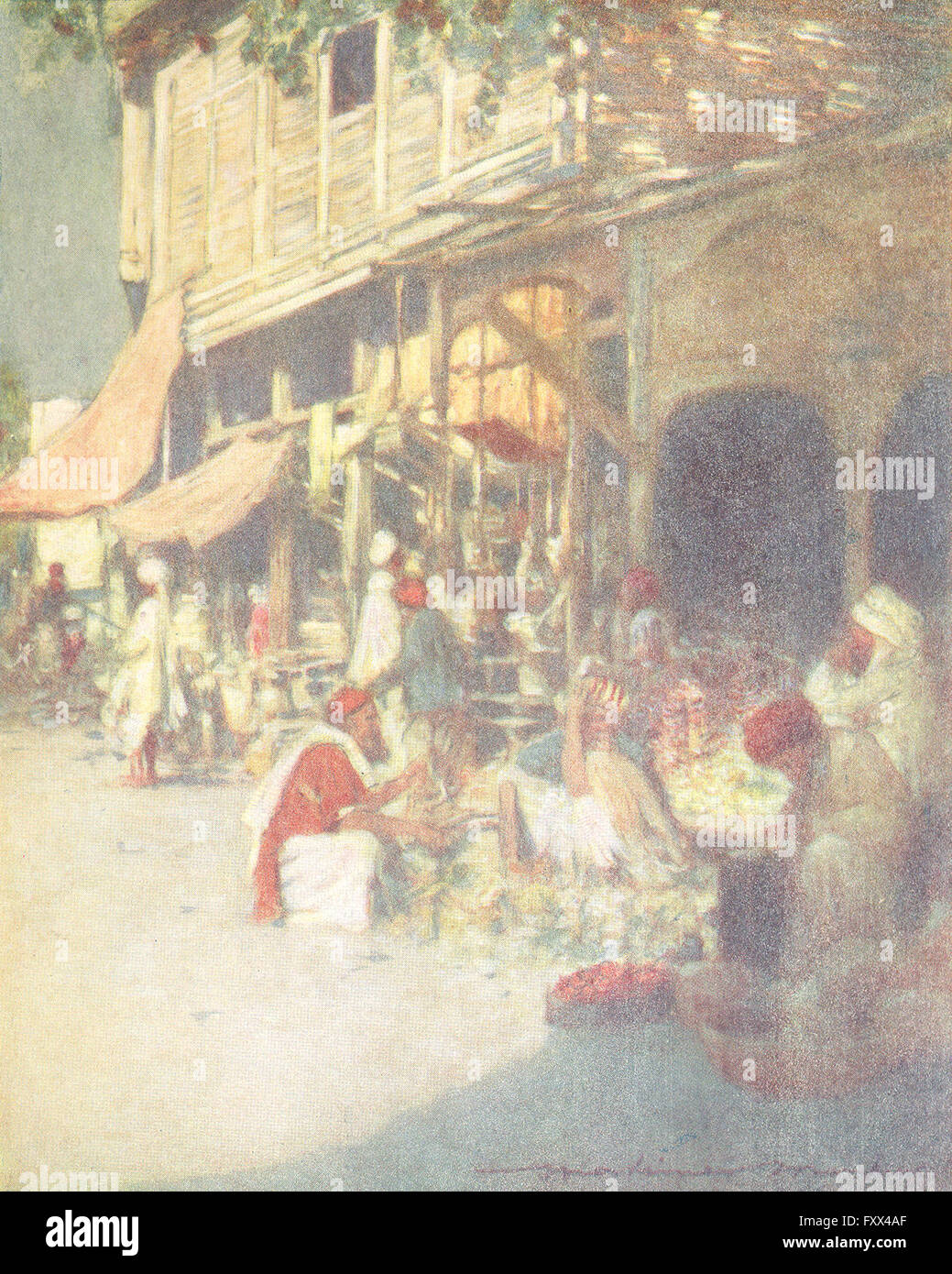 Indien: Ein Tuch-Shop, antiken print 1905 Stockfoto