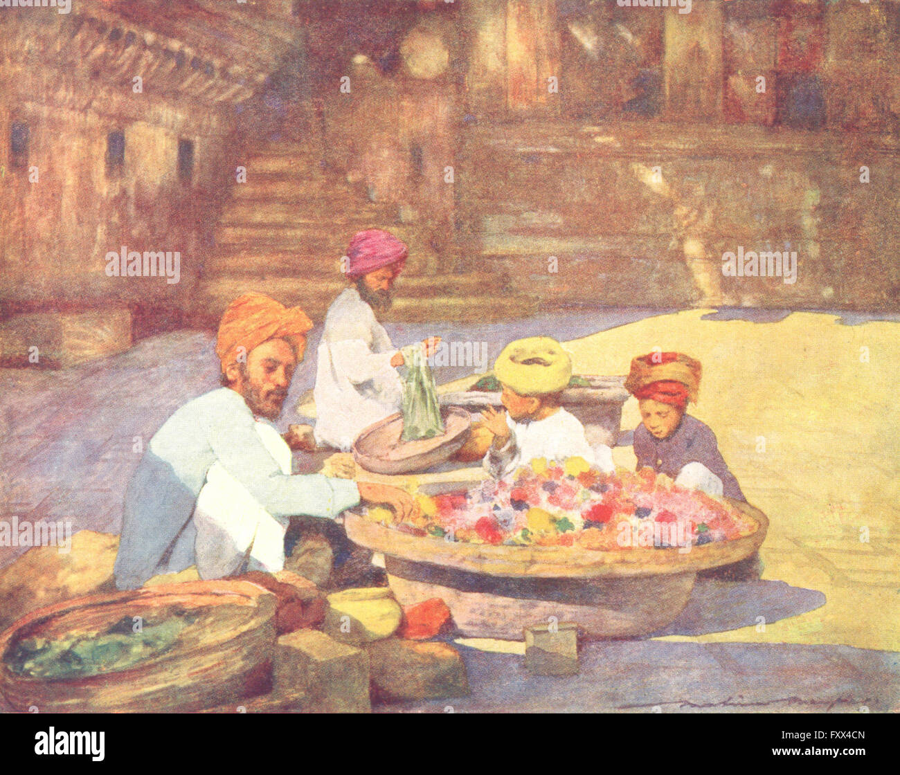 Indien: An der Tür des Tempels, antique print 1905 Stockfoto