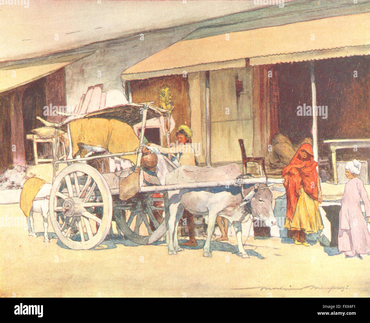 Indien: Ein Bull-Cart, Ajmer, antique print 1905 Stockfoto