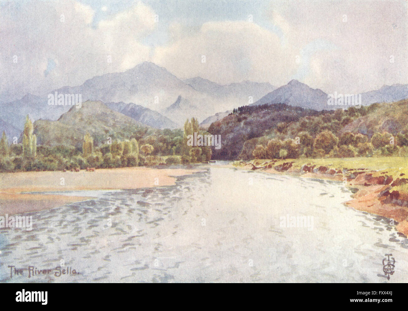 Spanien: Sella Tal: unten Arriondas, antique print 1906 Stockfoto