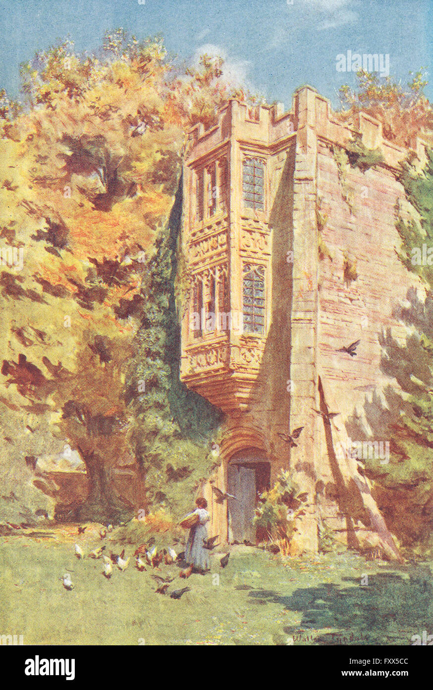 CERNE ABBAS: Gateway Abt Cernal: Romane, antique print 1906 Stockfoto