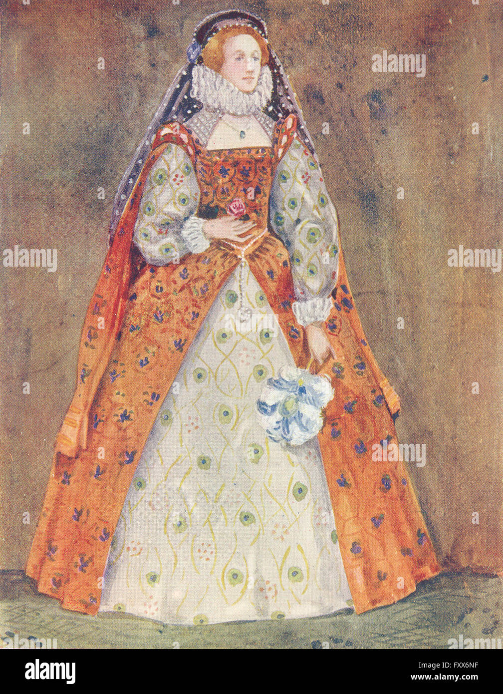 Kostüm: Eine Frau Regierungszeit Elisabeth 1558-1603, Jahrgang 1926 drucken Stockfoto