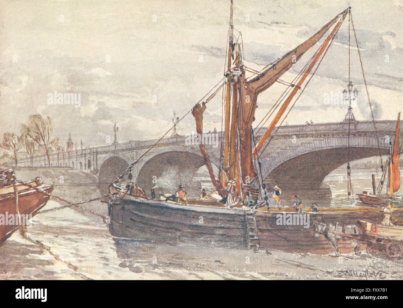 LONDON: Kew Bridge aus Brentford, antique print 1907 Stockfoto
