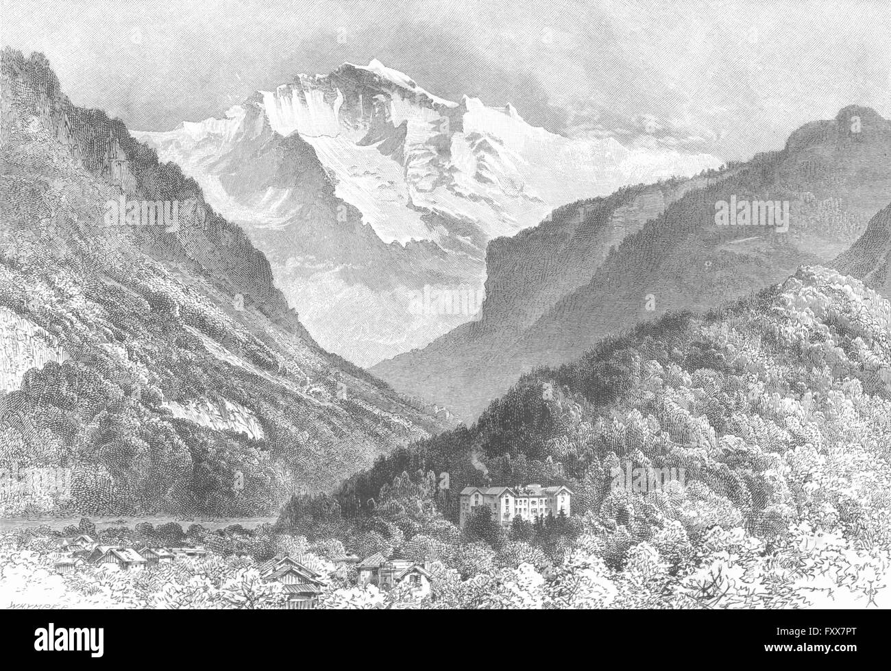 Schweiz: Jungfrau von Interlaken, antique print 1891 Stockfoto