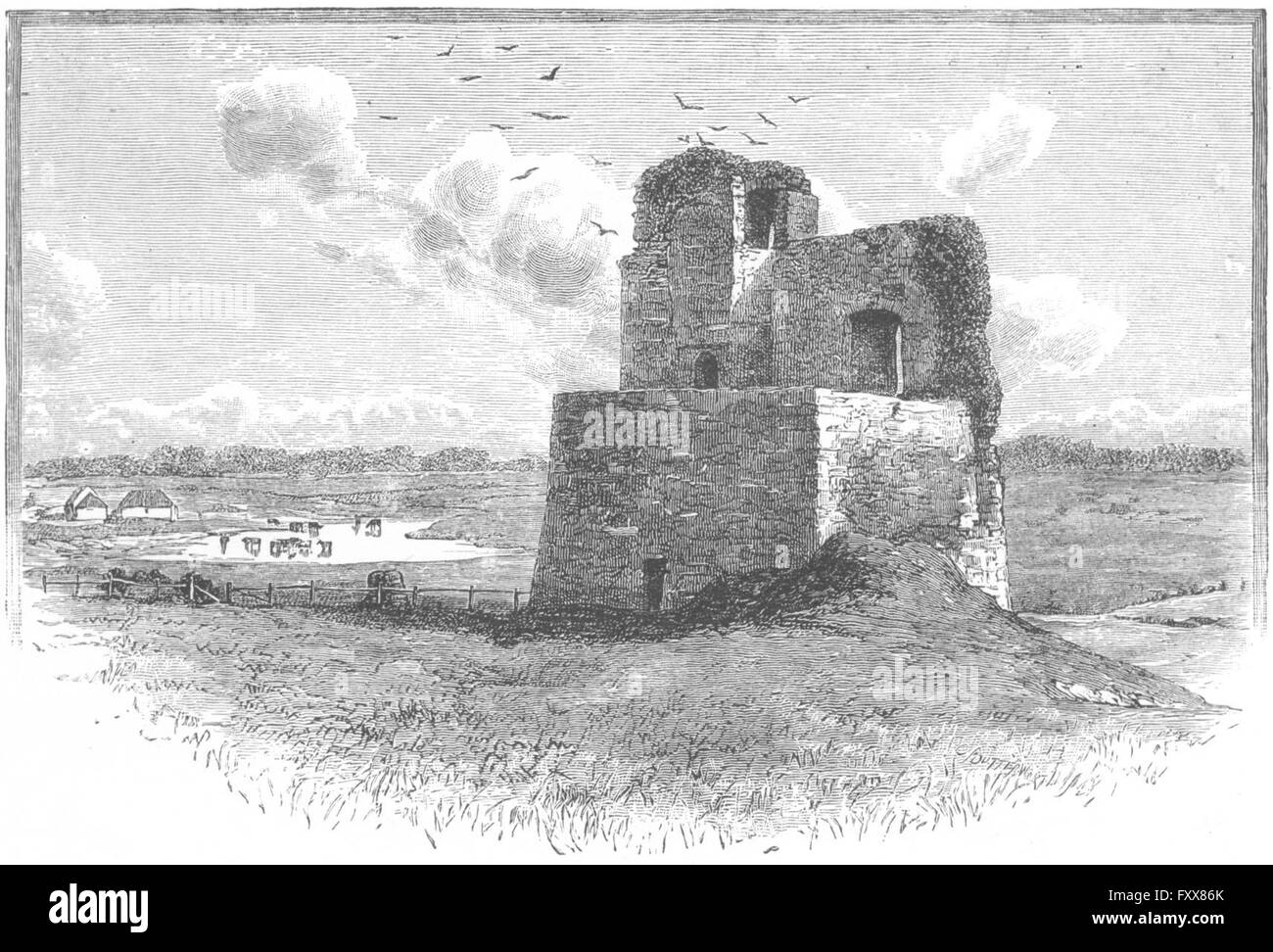 Irland: Kilcolman Burg, antiken Druck 1888 Stockfoto