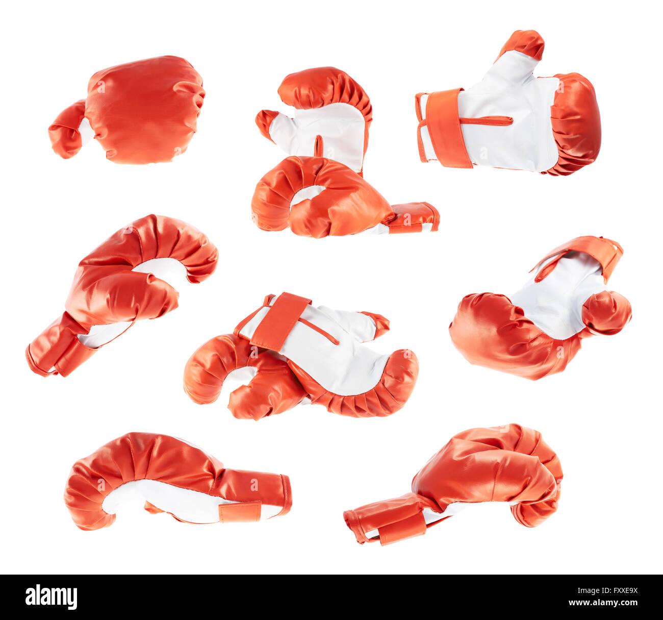 Rote Boxhandschuhe isoliert Stockfoto