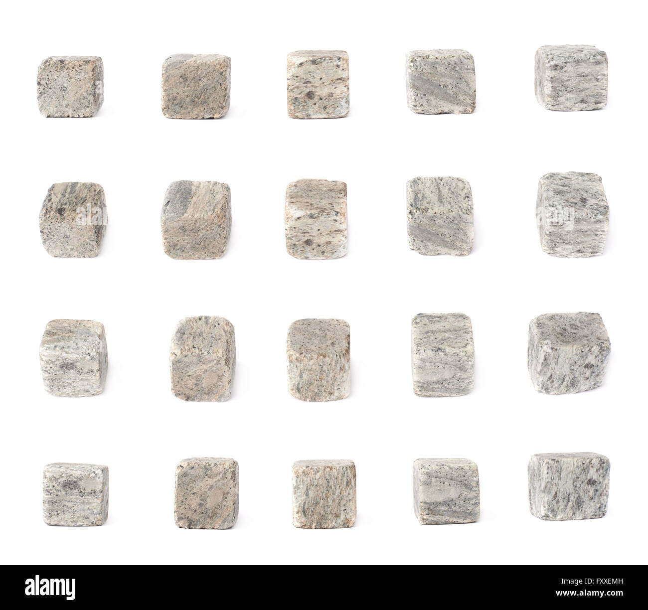 Set von fünf Whisky Granitsteine Stockfoto