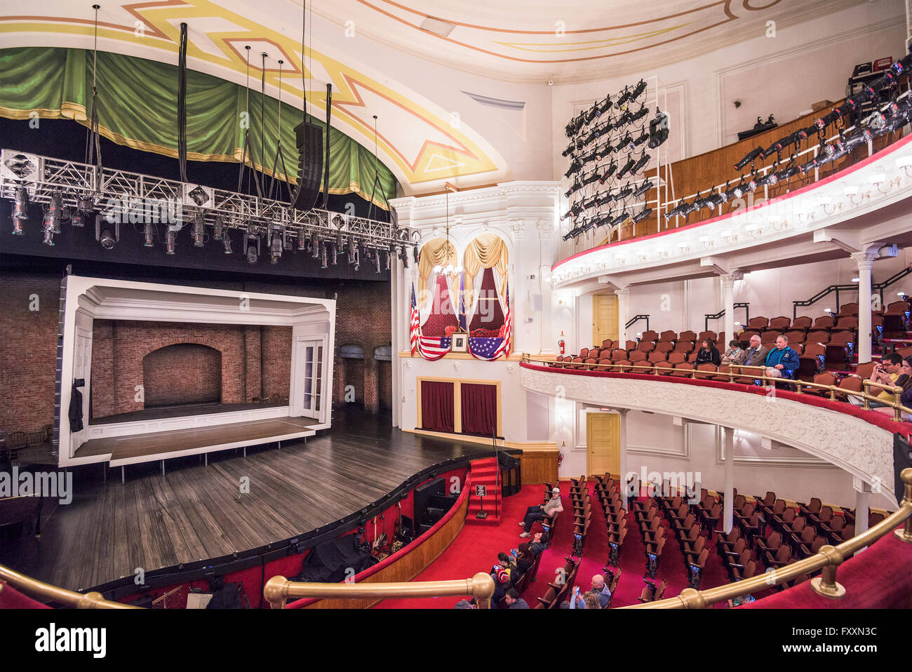Bühne und Sitz des Ford Theater in Washington DC, USA. Stockfoto