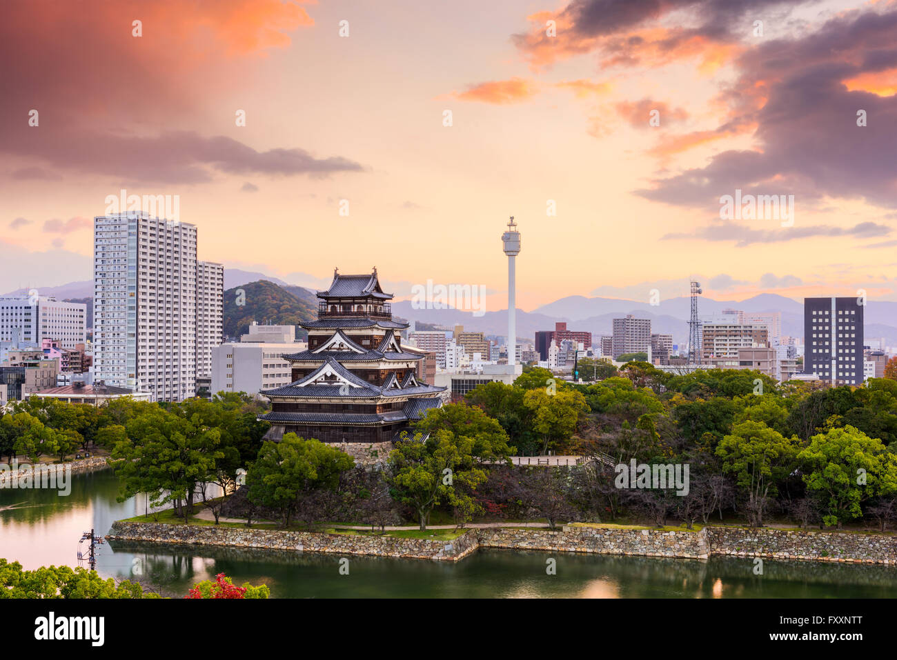 Hiroshima, Japan Stadtbild auf der Burg. Stockfoto