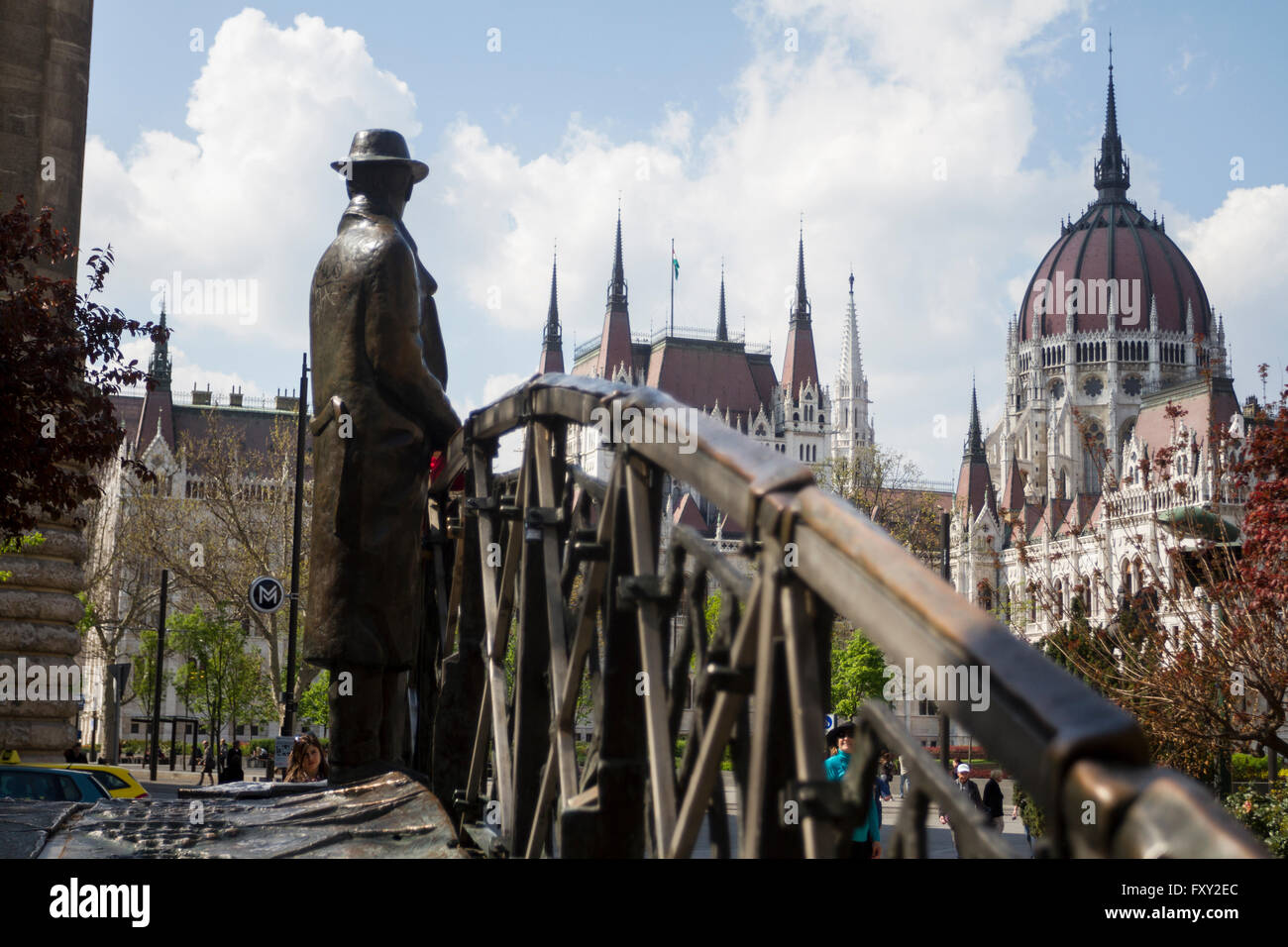 Imre Nagy Skulptur am Märtyrer Platz, Budapest, Ungarn. Stockfoto