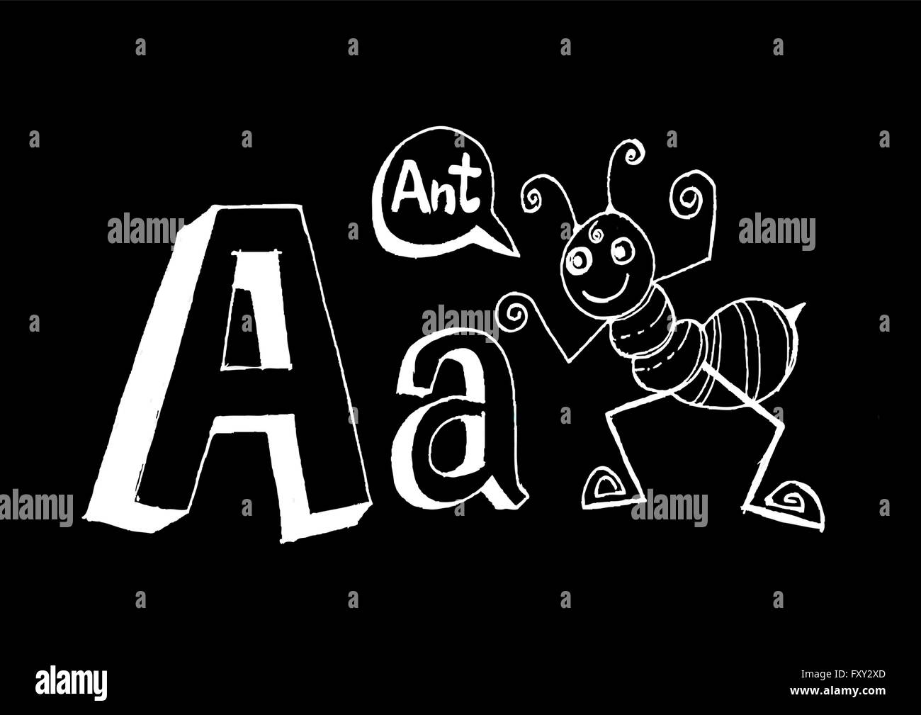 Ein b c d e f g h ich j k l m n o p Q R s t u v w x y Z Cartoon Textschrift Hand Zeichnung Vektor Buchstaben Stock Vektor