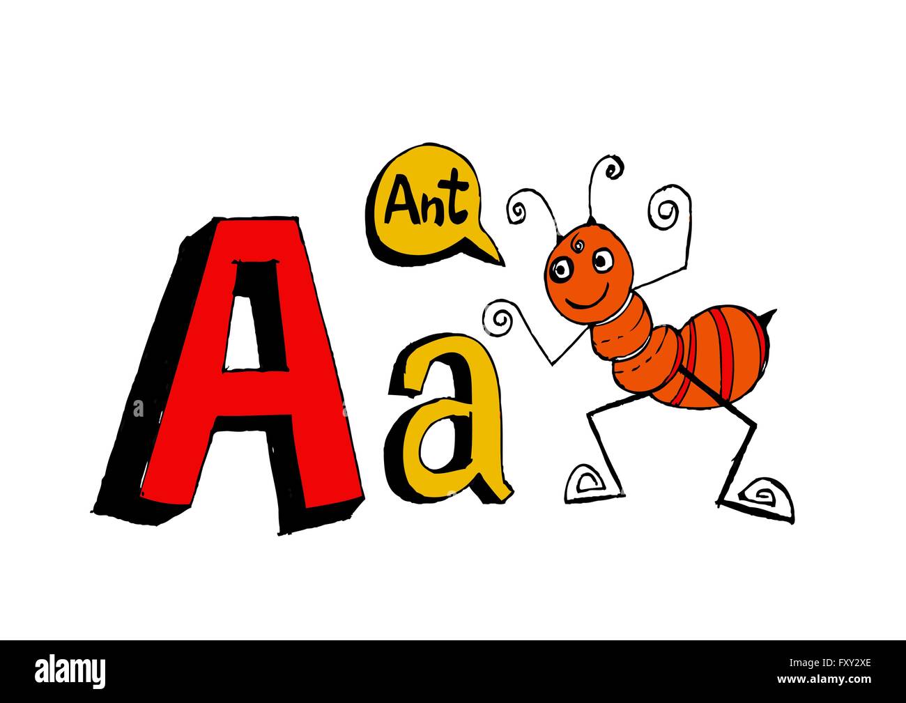 Ein b c d e f g h ich j k l m n o p Q R s t u v w x y Z Cartoon Textschrift Hand Zeichnung Vektor Buchstaben Stock Vektor