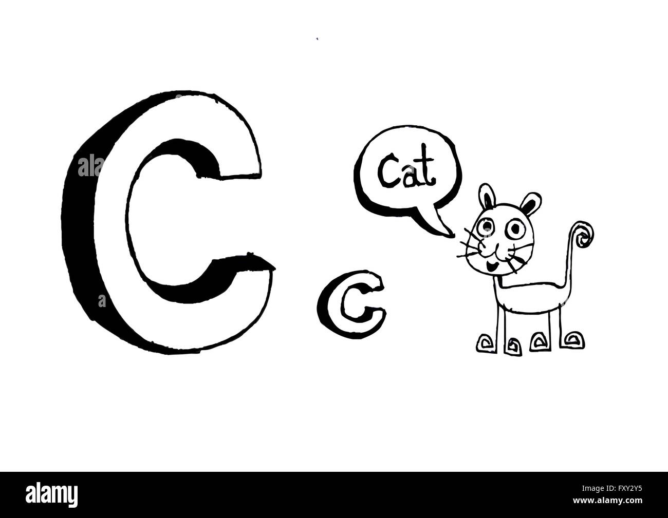 Ein b c d e f g h ich j k l m n o p Q R s t u v w x y Z Cartoon Textschrift Hand Zeichnung Vektor Buchstaben Stock Vektor