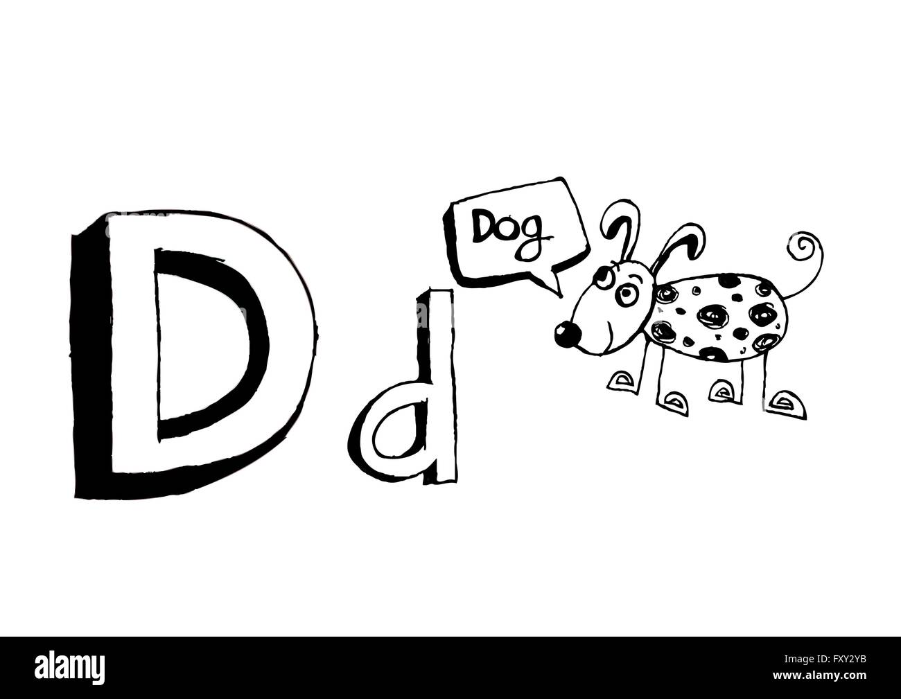 Ein b c d e f g h ich j k l m n o p Q R s t u v w x y Z Cartoon Textschrift Hand Zeichnung Vektor Buchstaben Stock Vektor