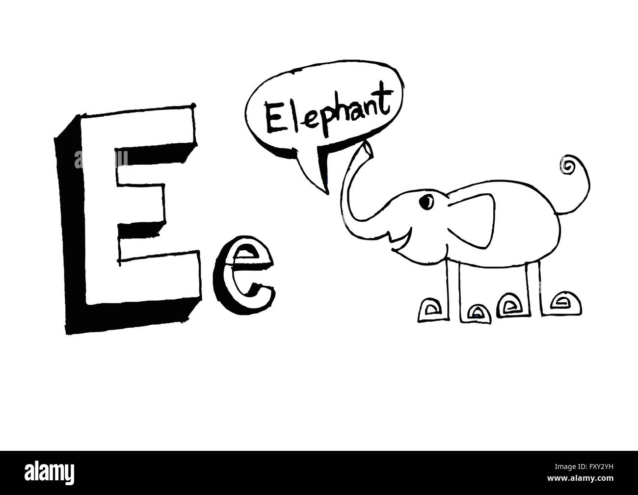 Ein b c d e f g h ich j k l m n o p Q R s t u v w x y Z Cartoon Textschrift Hand Zeichnung Vektor Buchstaben Stock Vektor