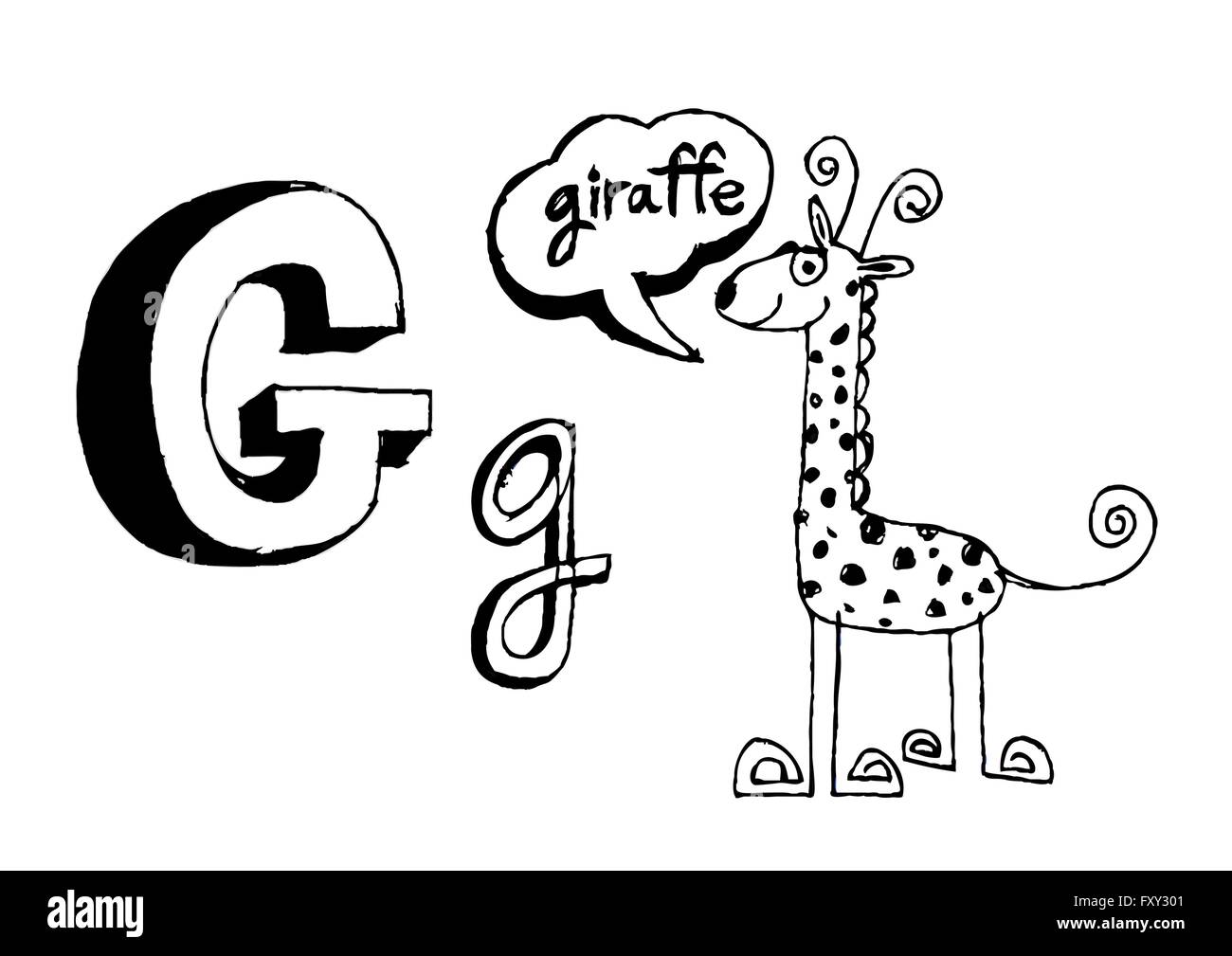 Ein b c d e f g h ich j k l m n o p Q R s t u v w x y Z Cartoon Textschrift Hand Zeichnung Vektor Buchstaben Stock Vektor