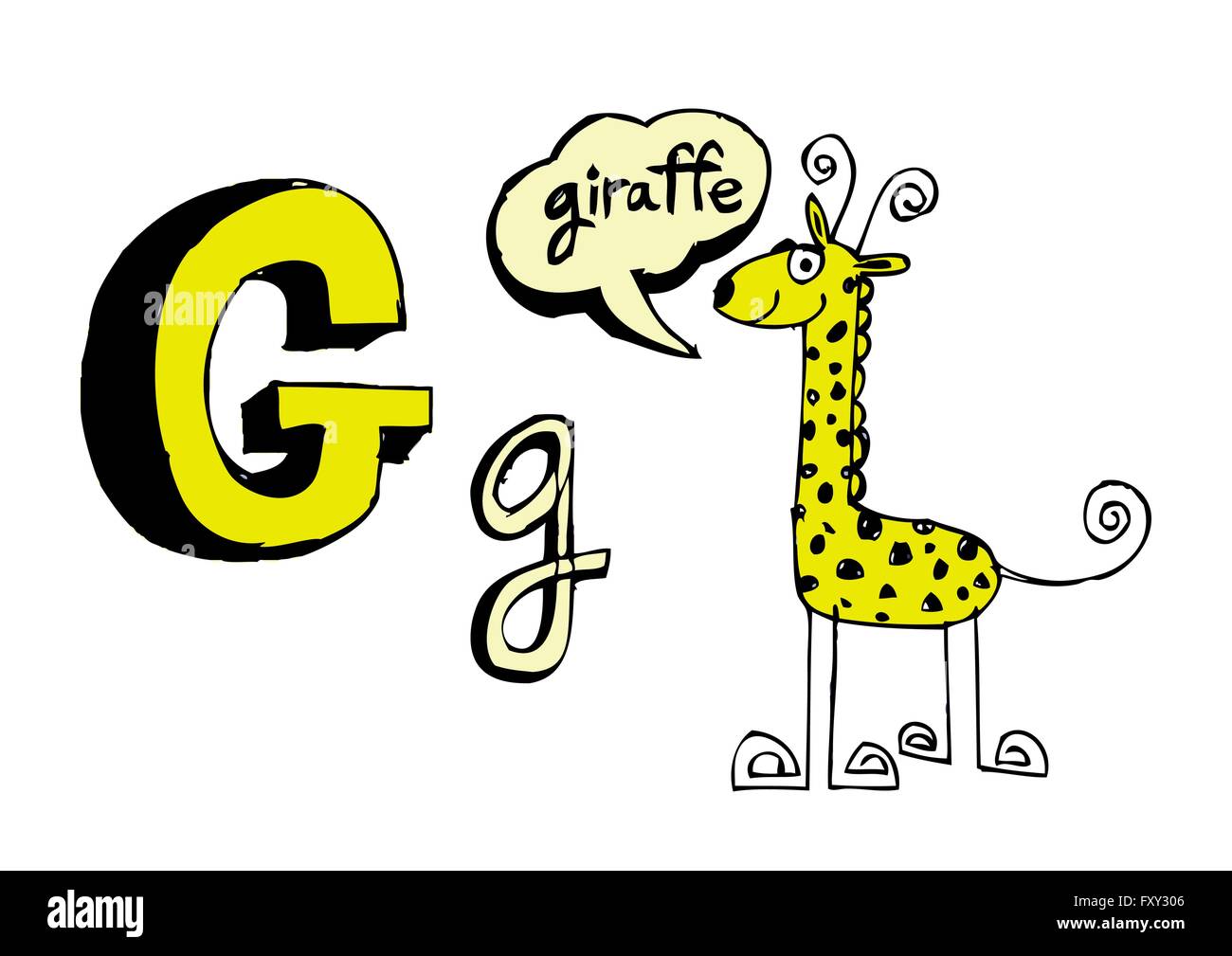 Ein b c d e f g h ich j k l m n o p Q R s t u v w x y Z Cartoon Textschrift Hand Zeichnung Vektor Buchstaben Stock Vektor