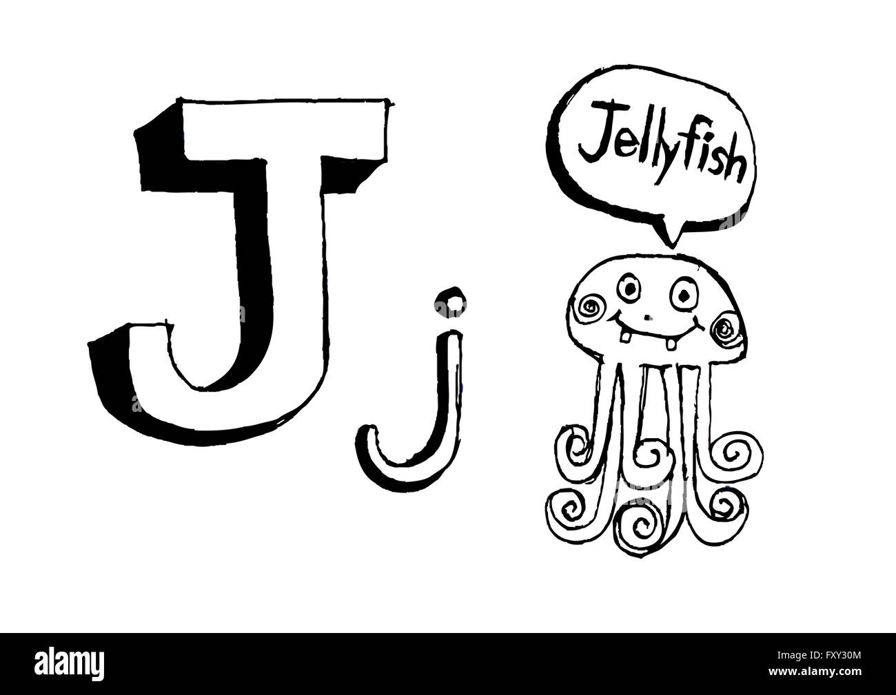 Ein b c d e f g h ich j k l m n o p Q R s t u v w x y Z Cartoon Textschrift Hand Zeichnung Vektor Buchstaben Stock Vektor