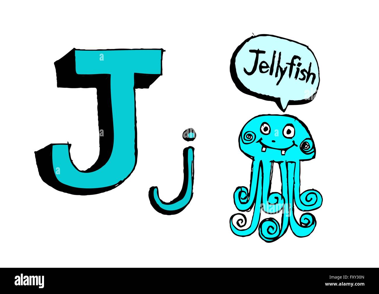 Ein b c d e f g h ich j k l m n o p Q R s t u v w x y Z Cartoon Textschrift Hand Zeichnung Vektor Buchstaben Stock Vektor