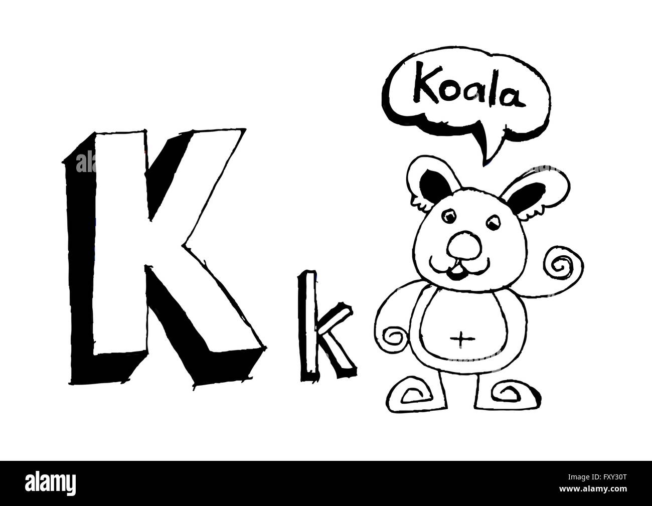 Ein b c d e f g h ich j k l m n o p Q R s t u v w x y Z Cartoon Textschrift Hand Zeichnung Vektor Buchstaben Stock Vektor