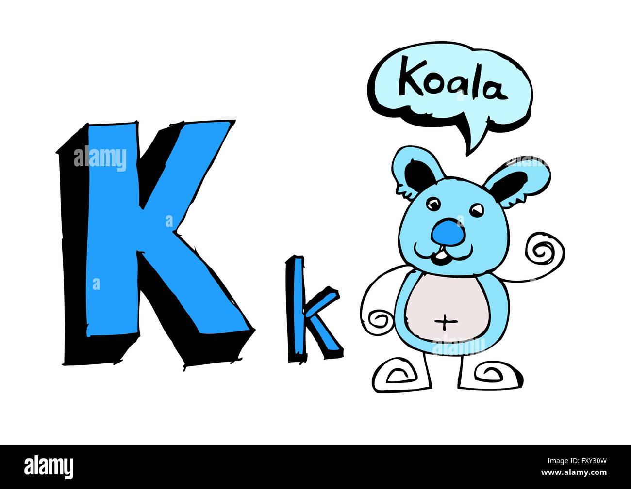 Ein b c d e f g h ich j k l m n o p Q R s t u v w x y Z Cartoon Textschrift Hand Zeichnung Vektor Buchstaben Stock Vektor