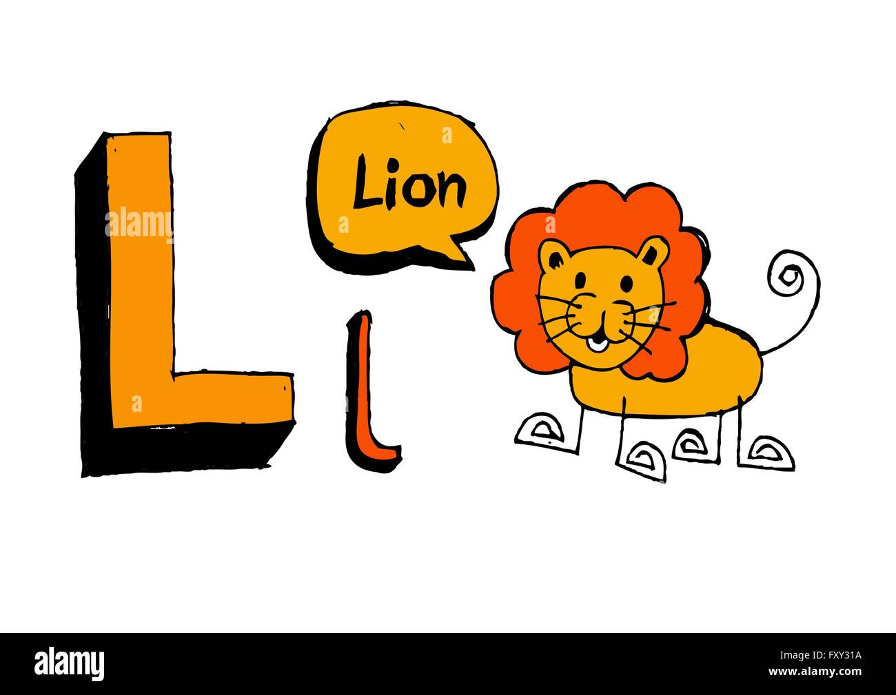 Ein b c d e f g h ich j k l m n o p Q R s t u v w x y Z Cartoon Textschrift Hand Zeichnung Vektor Buchstaben Stock Vektor