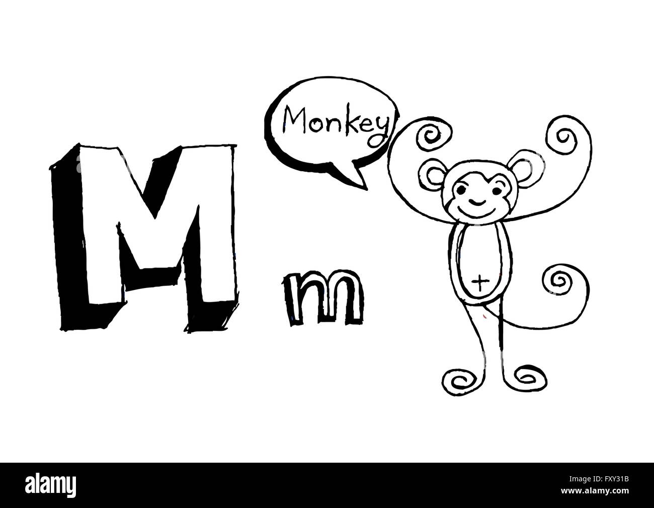 Ein b c d e f g h ich j k l m n o p Q R s t u v w x y Z Cartoon Textschrift Hand Zeichnung Vektor Buchstaben Stock Vektor