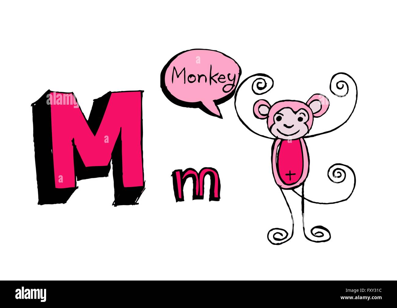 Ein b c d e f g h ich j k l m n o p Q R s t u v w x y Z Cartoon Textschrift Hand Zeichnung Vektor Buchstaben Stock Vektor