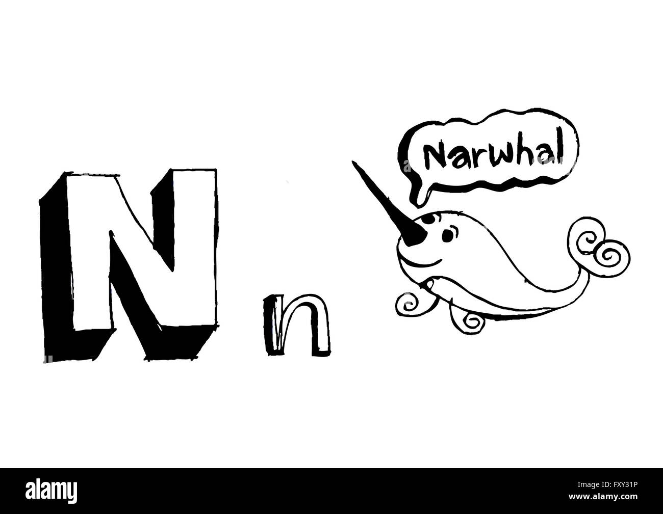 Ein b c d e f g h ich j k l m n o p Q R s t u v w x y Z Cartoon Textschrift Hand Zeichnung Vektor Buchstaben Stock Vektor