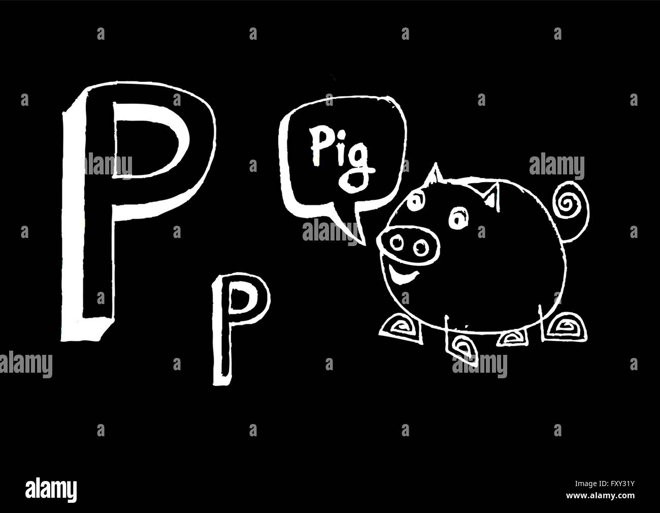 Ein b c d e f g h ich j k l m n o p Q R s t u v w x y Z Cartoon Textschrift Hand Zeichnung Vektor Buchstaben Stock Vektor