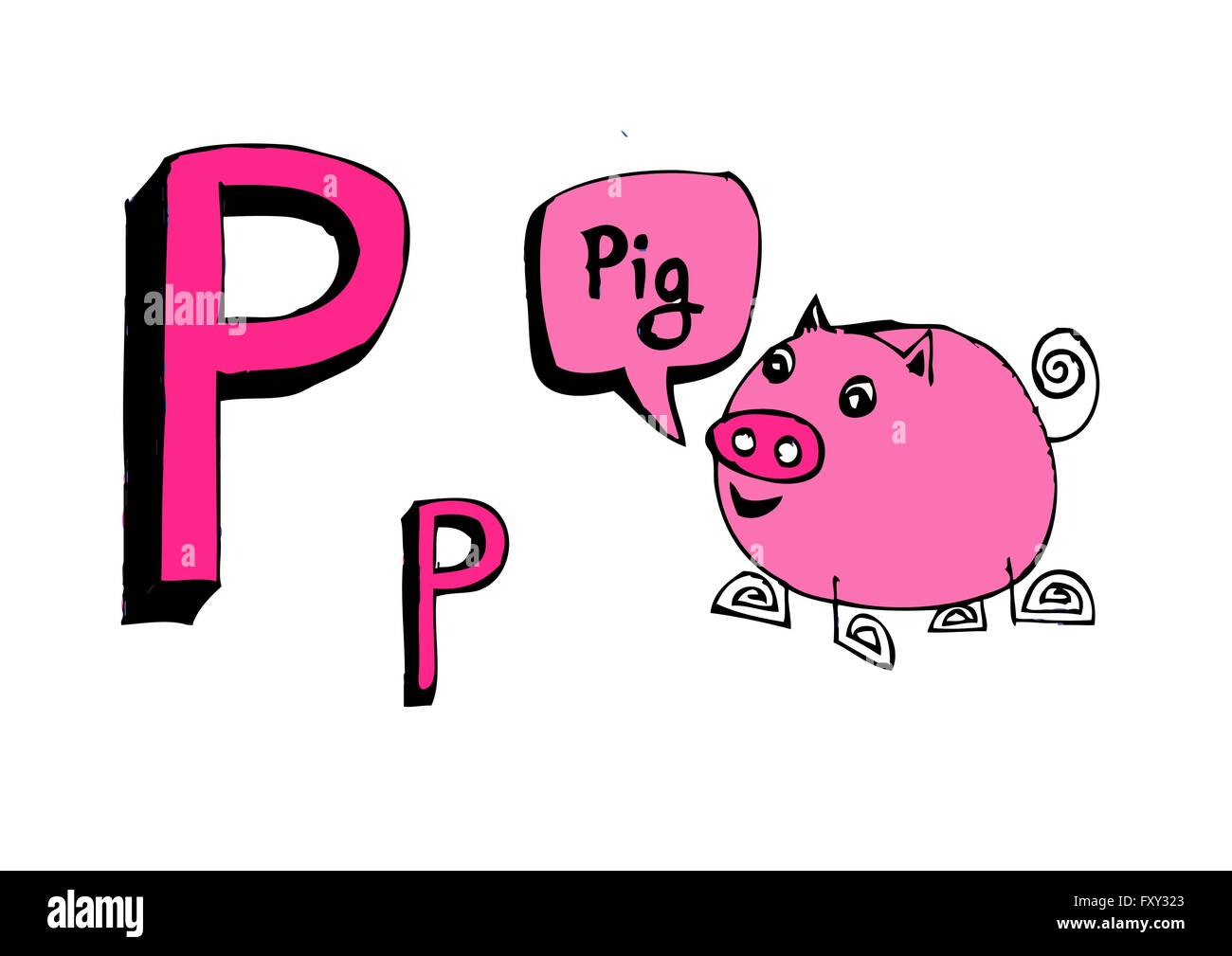 Ein b c d e f g h ich j k l m n o p Q R s t u v w x y Z Cartoon Textschrift Hand Zeichnung Vektor Buchstaben Stock Vektor