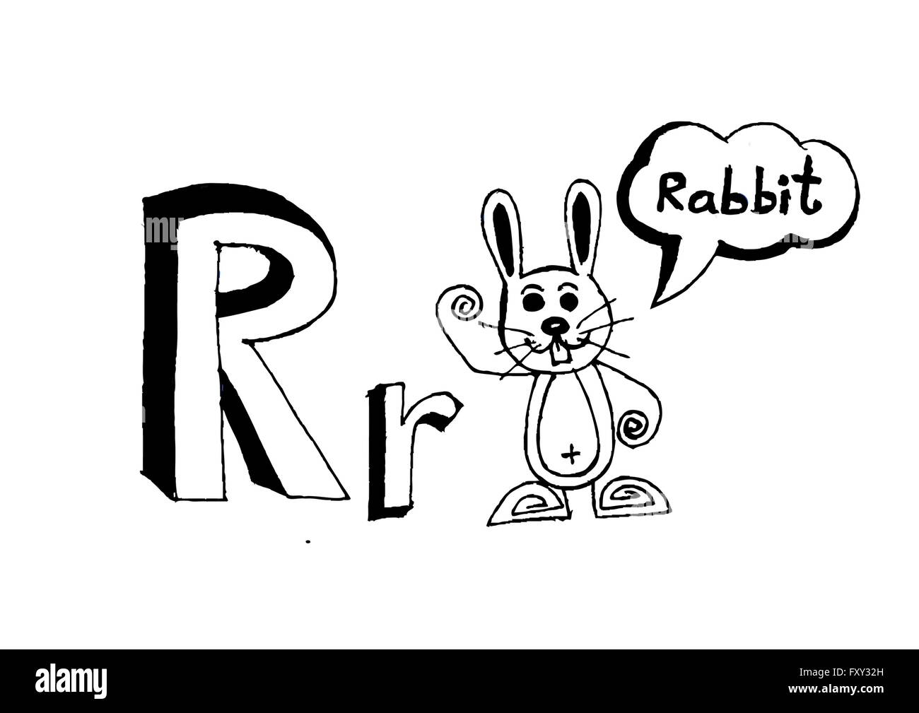 Ein b c d e f g h ich j k l m n o p Q R s t u v w x y Z Cartoon Textschrift Hand Zeichnung Vektor Buchstaben Stock Vektor