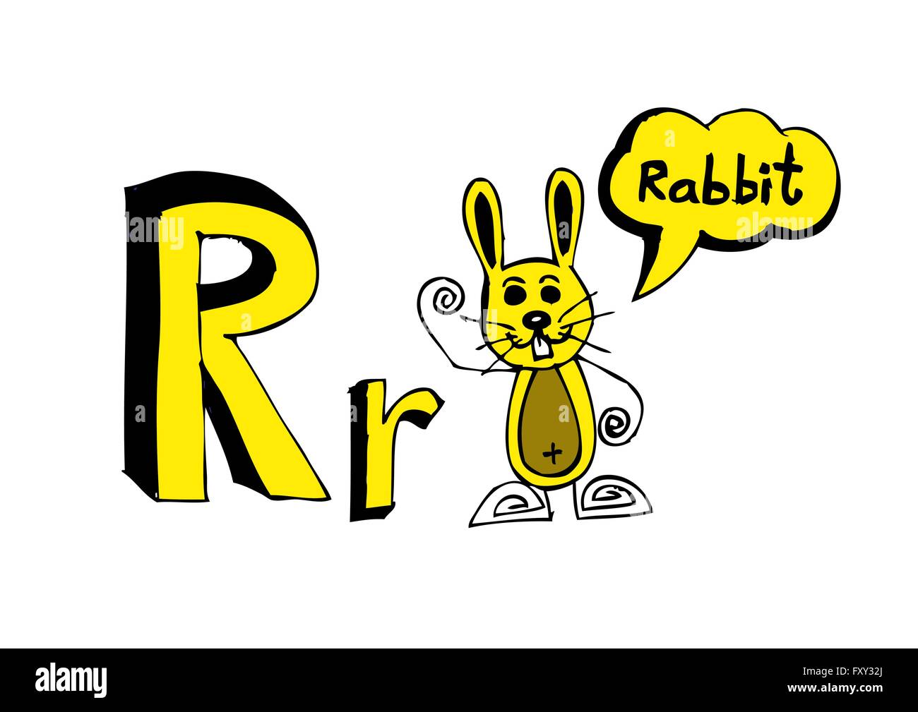 Ein b c d e f g h ich j k l m n o p Q R s t u v w x y Z Cartoon Textschrift Hand Zeichnung Vektor Buchstaben Stock Vektor