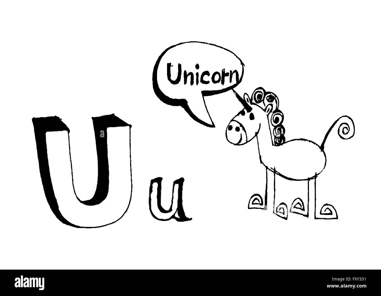 Ein b c d e f g h ich j k l m n o p Q R s t u v w x y Z Cartoon Textschrift Hand Zeichnung Vektor Buchstaben Stock Vektor