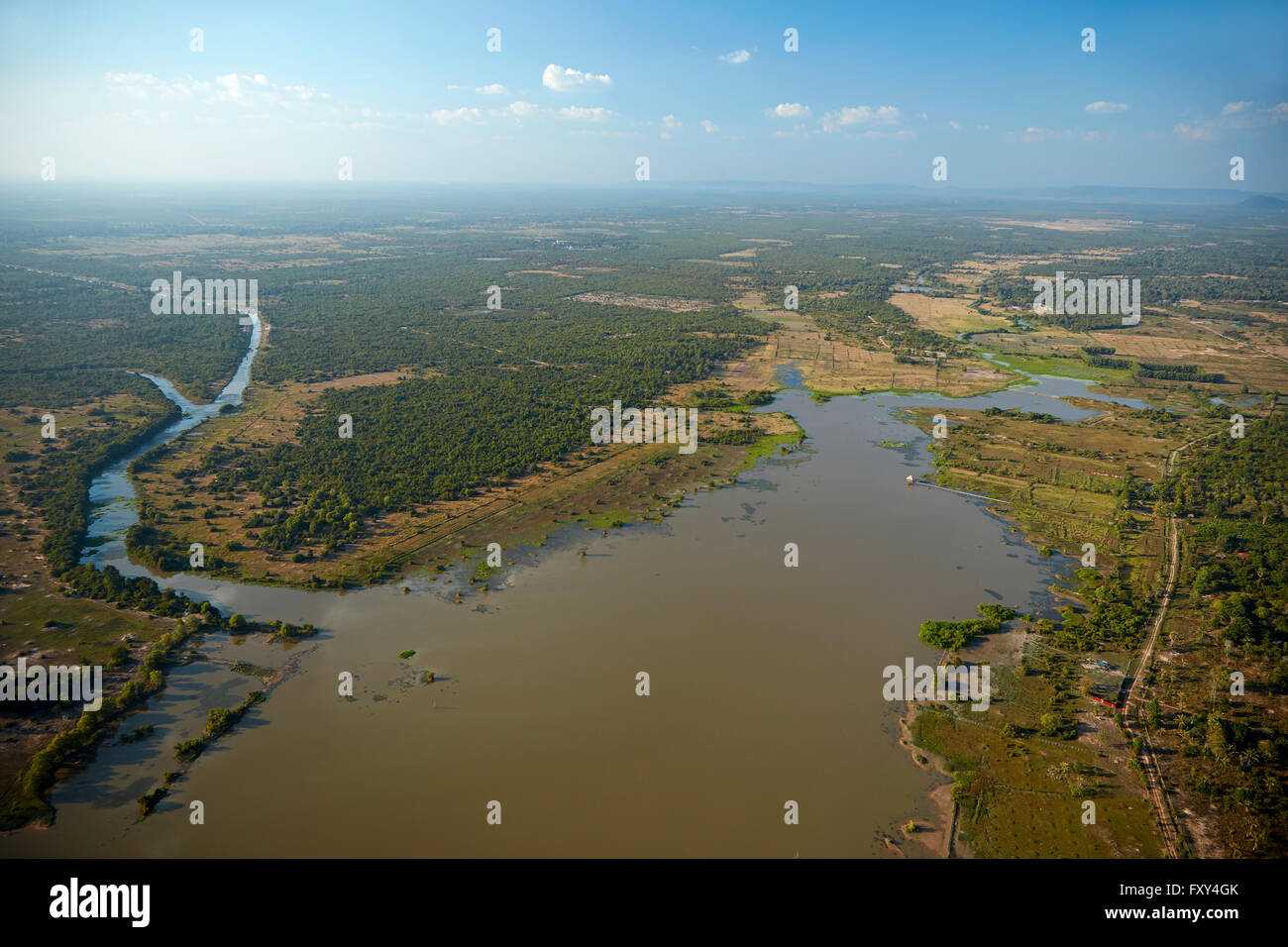 Ankorian Stausee, Angkor archäologischer Park, in der Nähe von Siem Reap, Kambodscha - Antenne Stockfoto