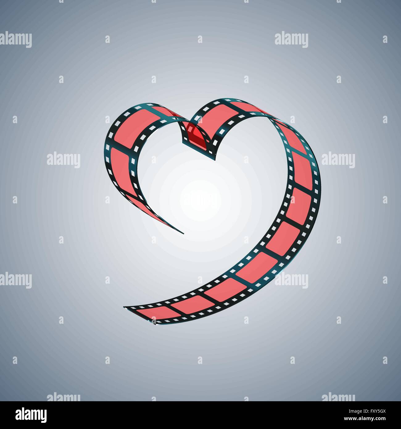 Roten Filmstreifen gefaltet in Form eines Herzens. Vektor-illustration Stock Vektor