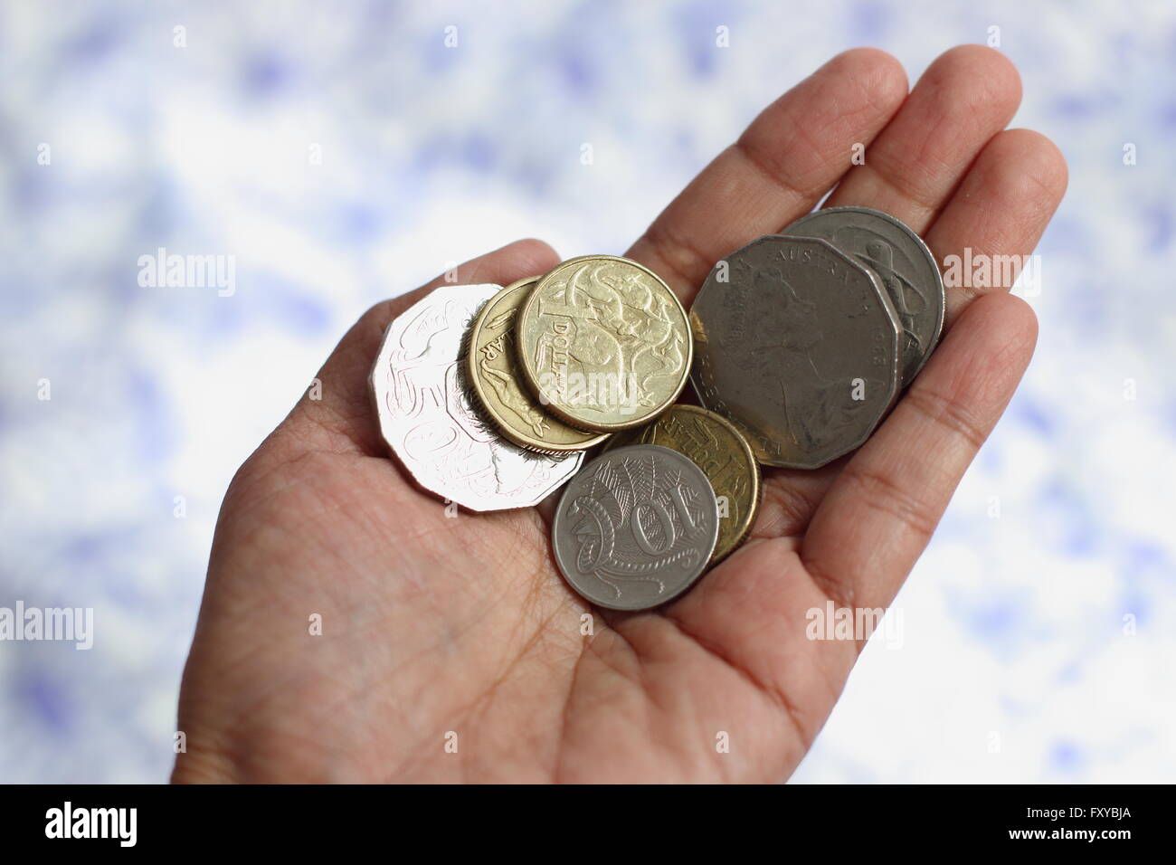 Schließen Sie herauf Bild der australischen Münzen Stockfoto