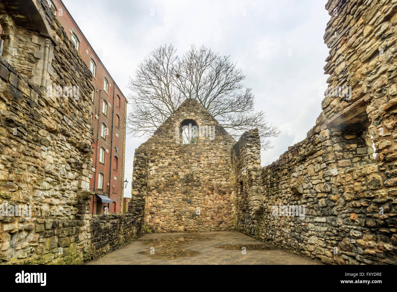 Die alten Schlossmauer in Southampton, Vereinigtes Königreich Stockfoto