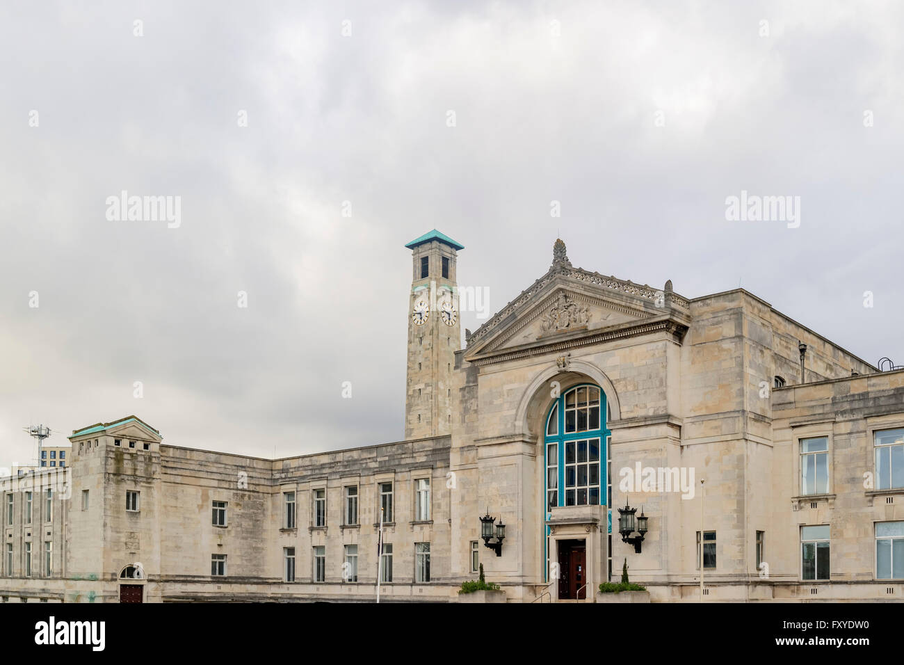 Schöne Regierungsgebäude - Southampton Stadtrat in einem bewölkten Tag Stockfoto