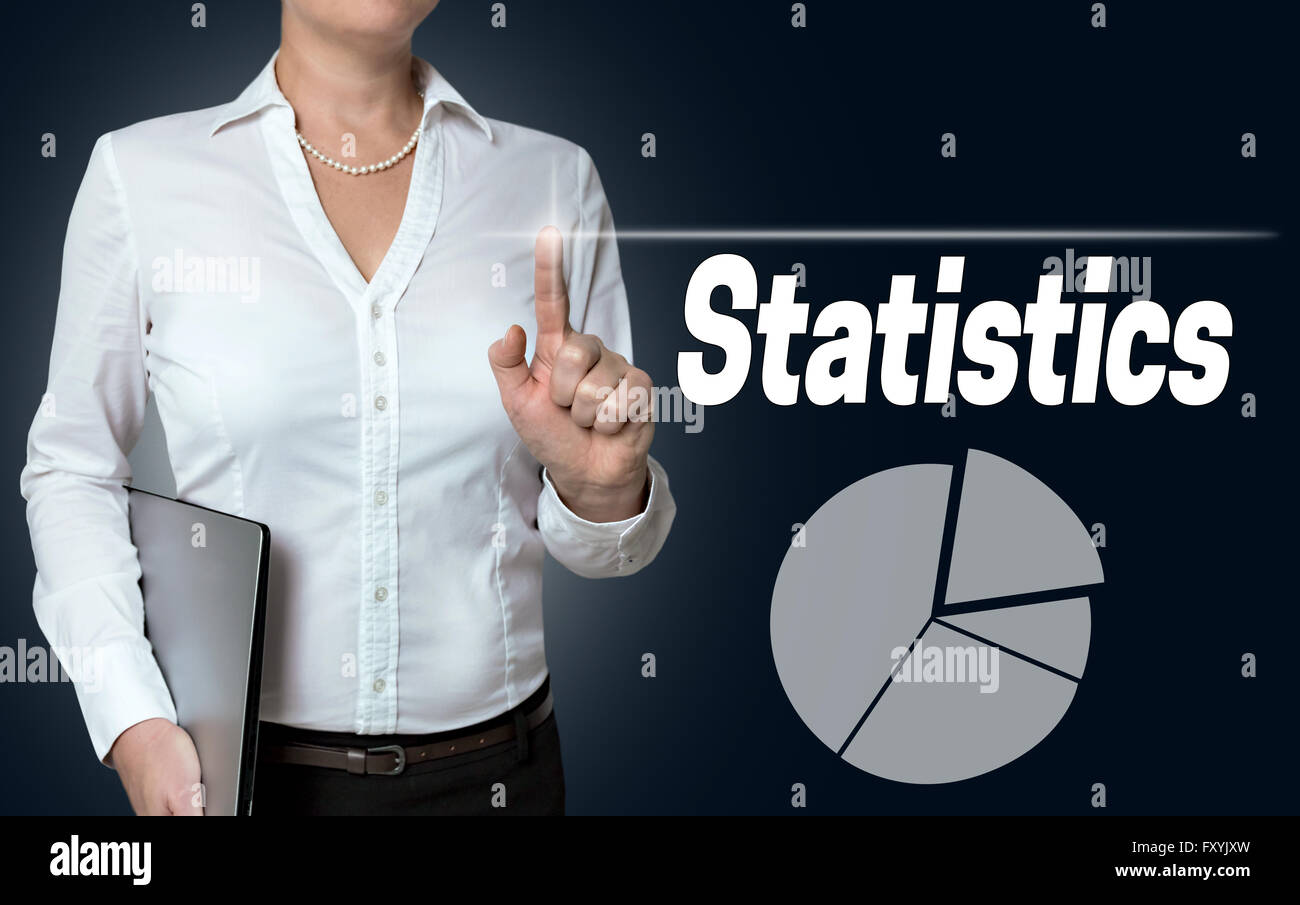 Geschäftsfrau Statistiken Touchscreen gesteuert. Stockfoto