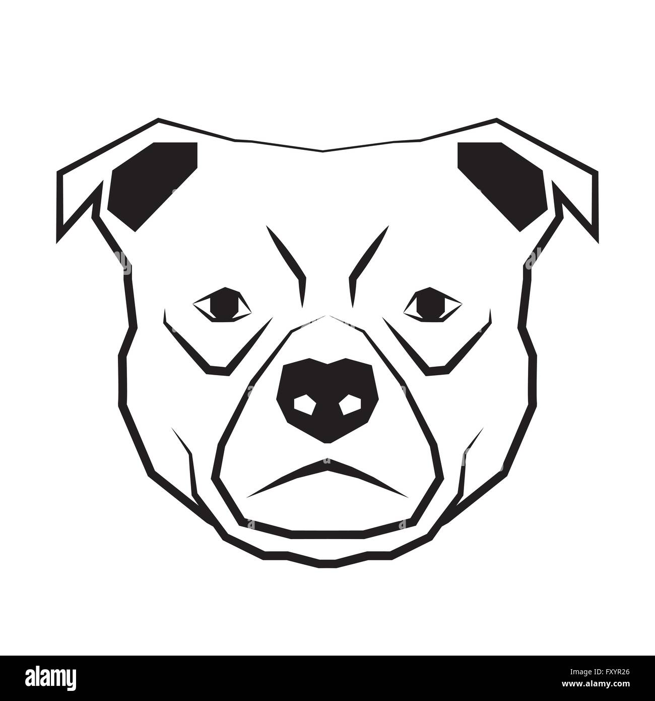 Hund Gesicht schwarz-weiß Zeichnung Kontur Vektor-illustration Stock Vektor