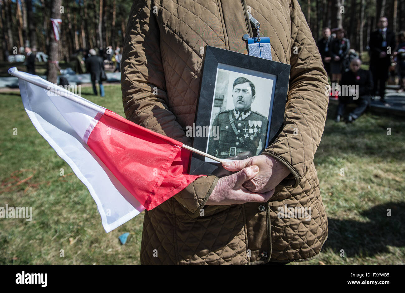 75. Jahrestag der Massaker von Katyn am Bykivnia Gräber nationalen historischen Denkmal in der Nähe von Kiew, Ukraine Stockfoto