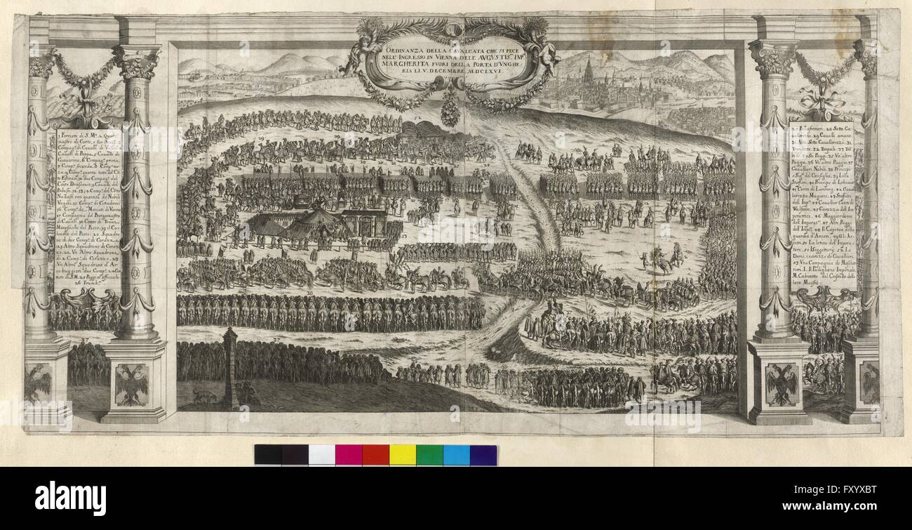 12minütigen des Festzuges von Margarete Theresia, Infantin von Spanien, Vor Dachmarke herein in Wien, Zu Ihrer Hochzeit Mit Kaiser Leopold I. Im Dezember 1666 Stockfoto