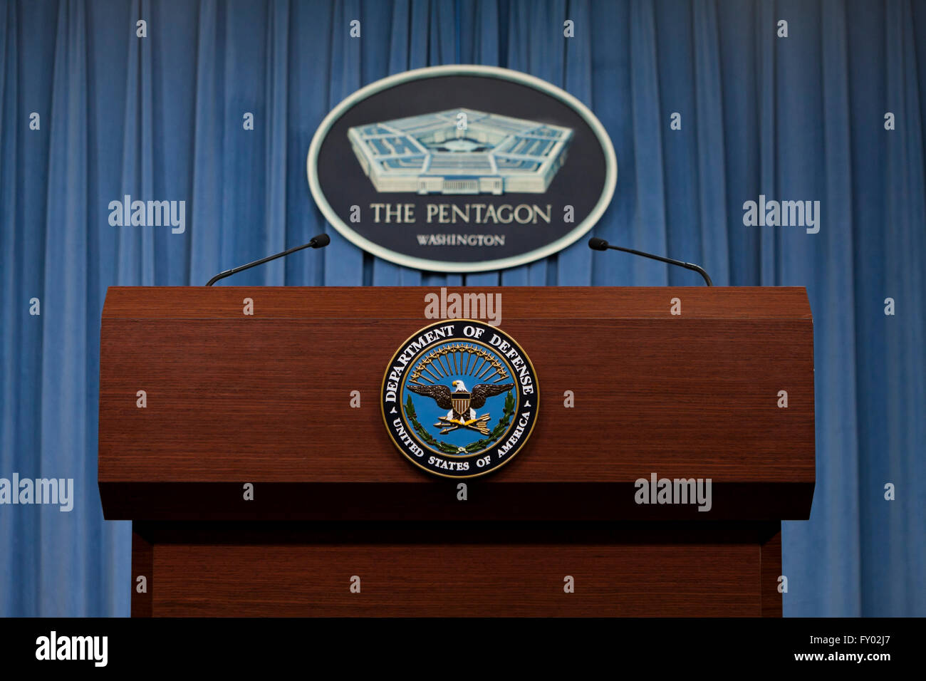 US Department of Defense, Pentagon press Briefing Raum Rednerpult - Washington, DC USA Stockfoto