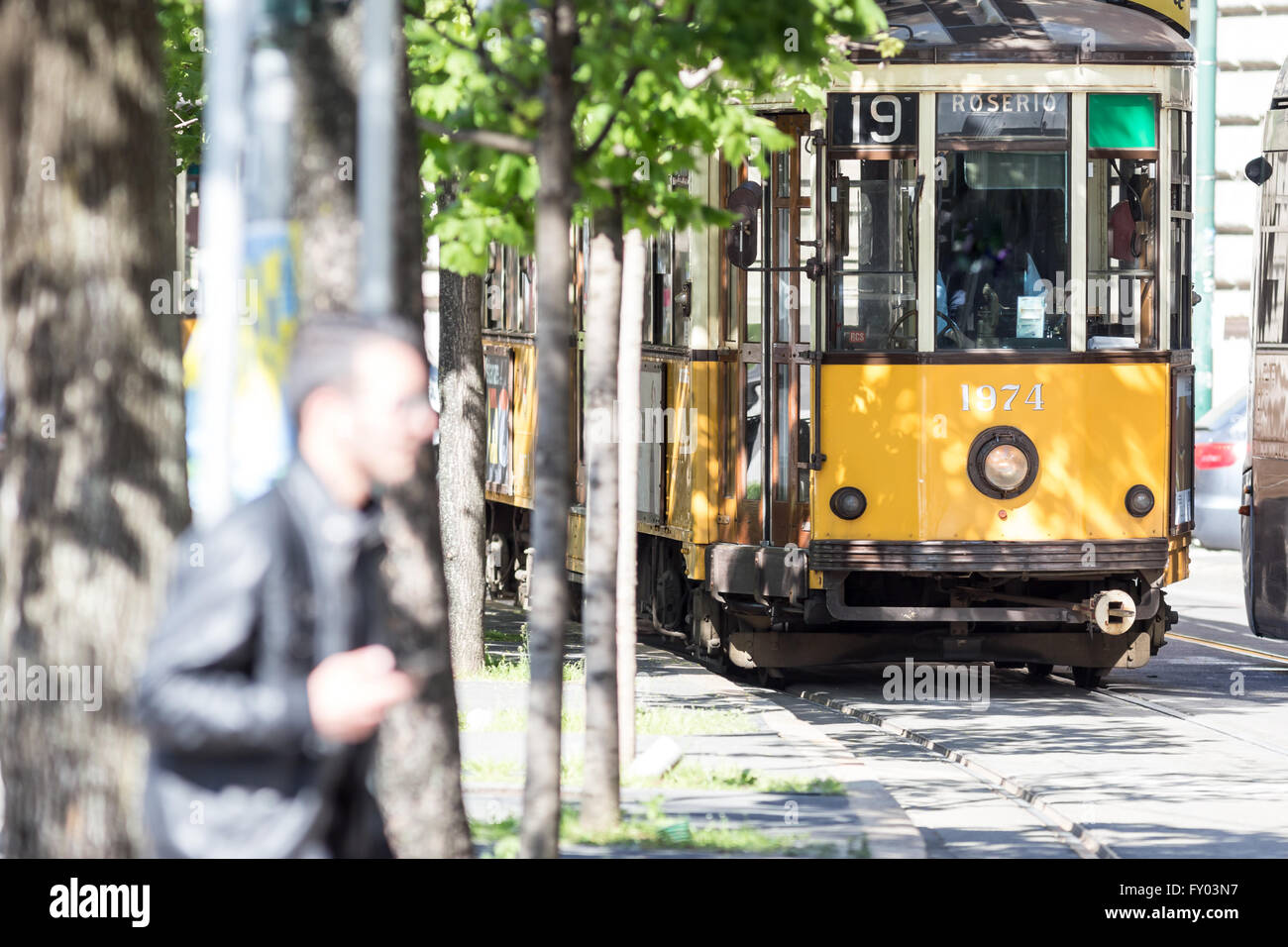 Vintage Straßenbahnwagen in Mailand, Italien Stockfoto