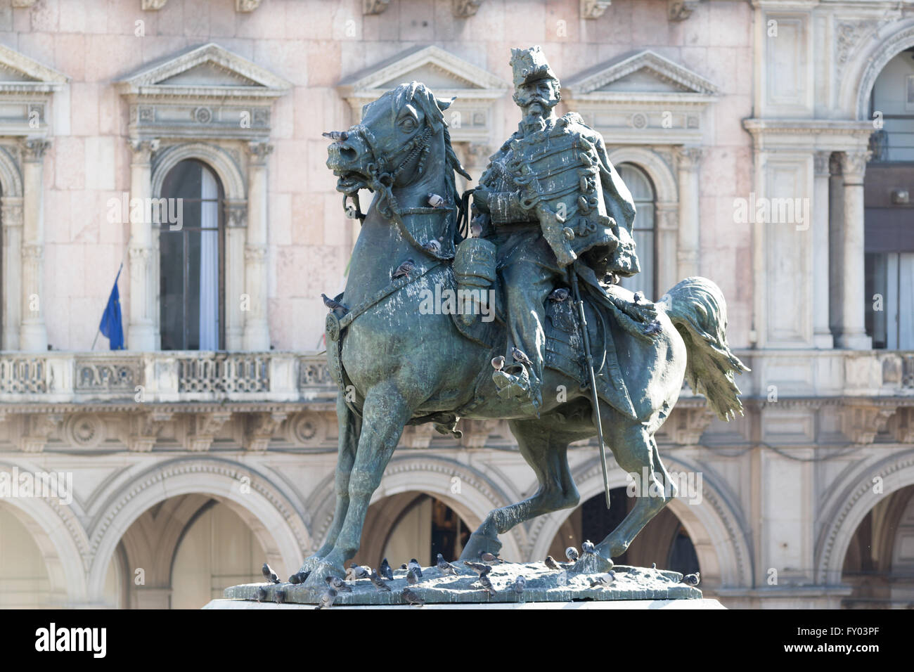 Reiterstatue im Stadtzentrum von Mailand, Italien Stockfoto