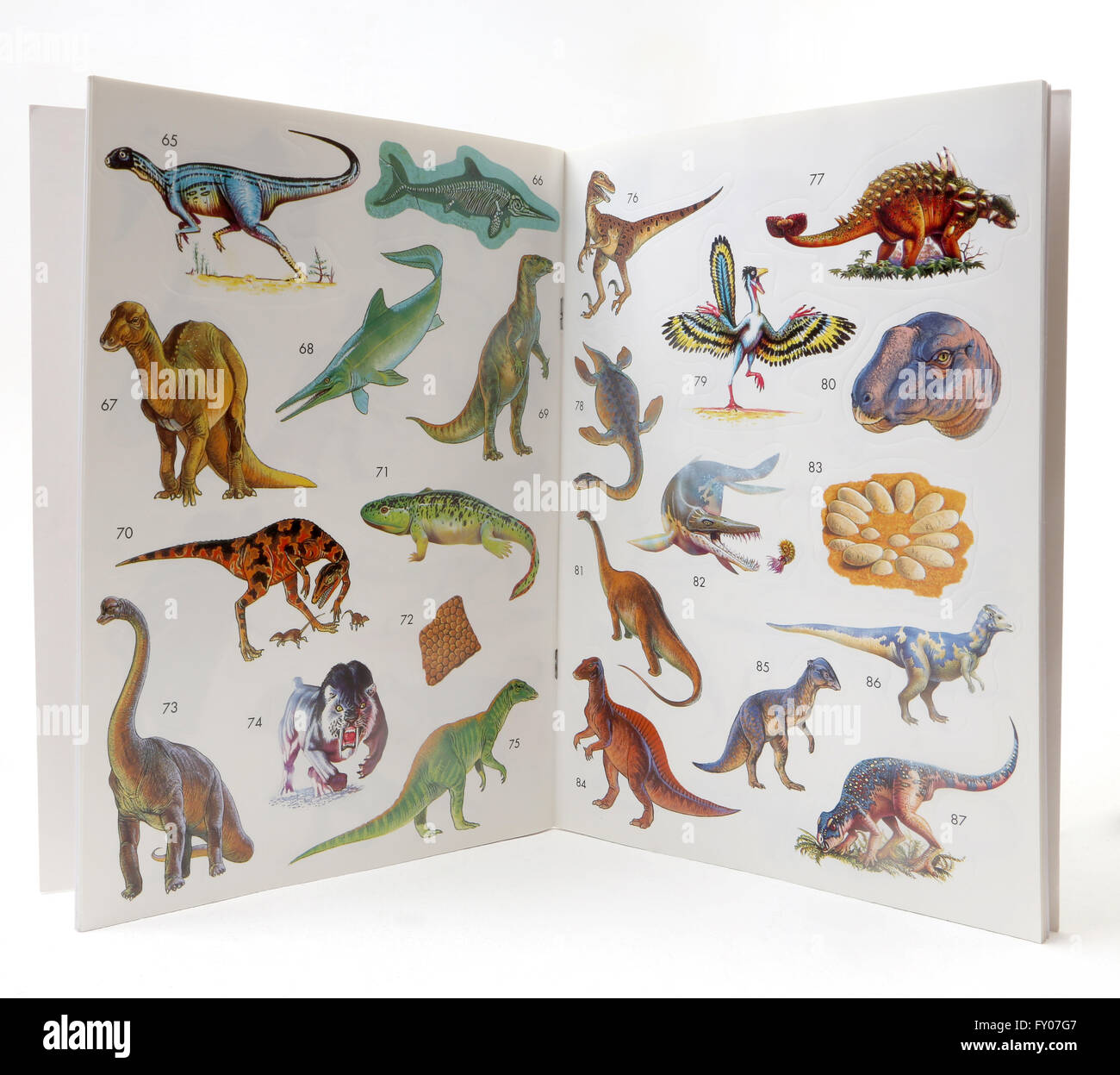 Die Usbourne Dinosaurier Sticker Book Stockfoto
