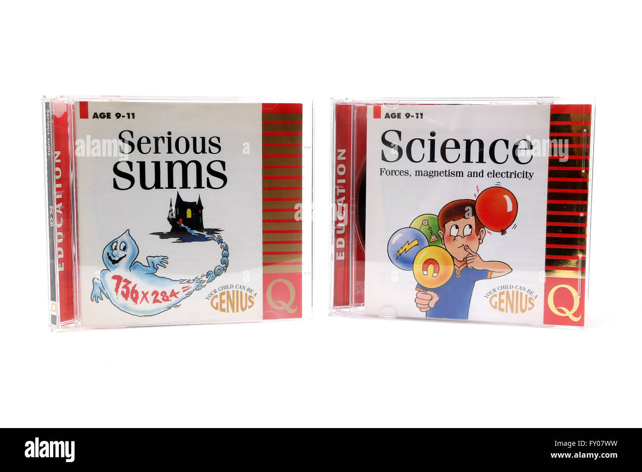 Pädagogische CDs ernsthafte Summen und Wissenschaft Stockfoto