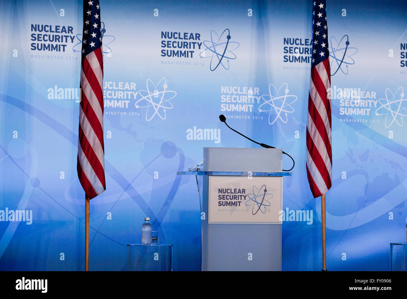 2016 Nuclear Security Summit Rednerpult - Washington, DC USA Stockfoto